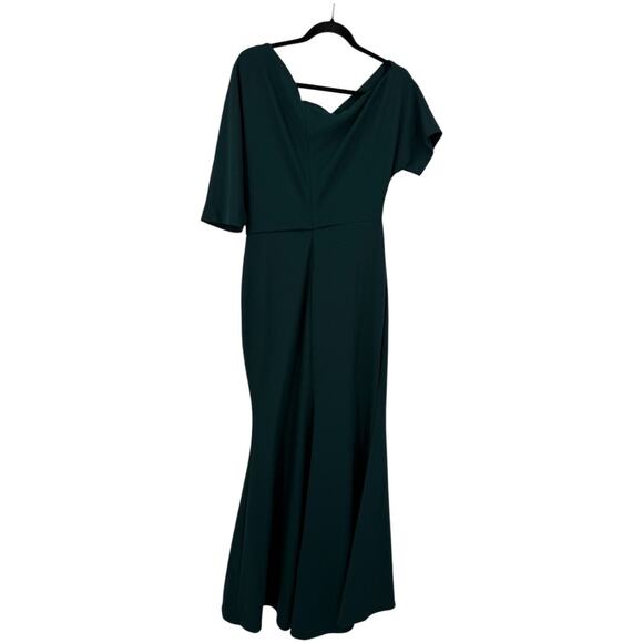 Betsy & Adam dress one shoulder crepe scuba trumpet green size 10 - Picture 4 of 7